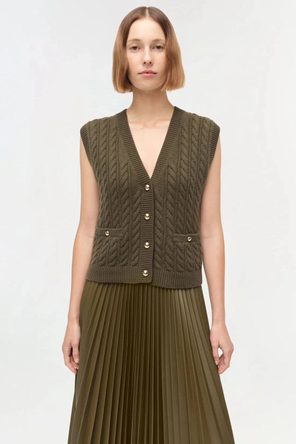 Perrie Cashmere Vest Olive