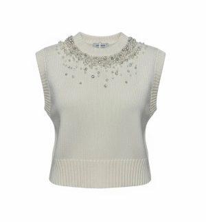 Candra Wool-Blend Sweater Vest Ivory