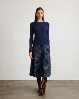 Crew Neck Kayden Knit Top Melange Navy