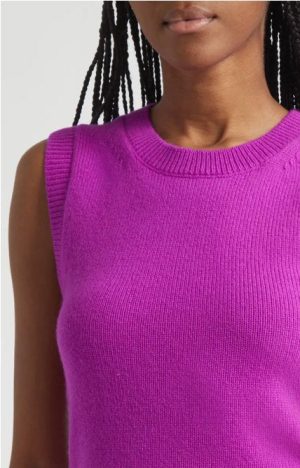 Ian Cashmere Sweater Vest Fuchsia