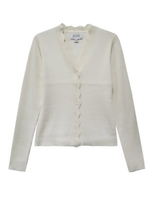 Bliss Scallop Edge Cardigan Cream