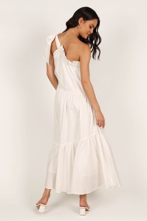 Ava One Shoulder Maxi Dress – White