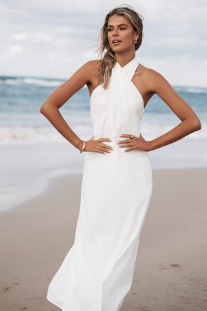 Betsy Halterneck Maxi Dress – White