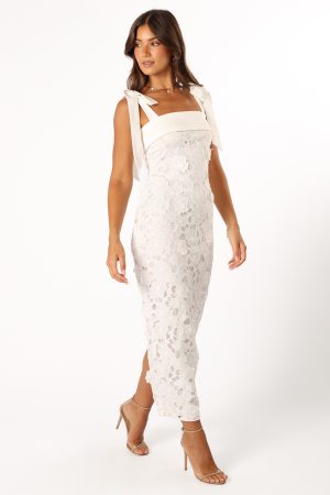 Emersyn Midi Lace Dress – White